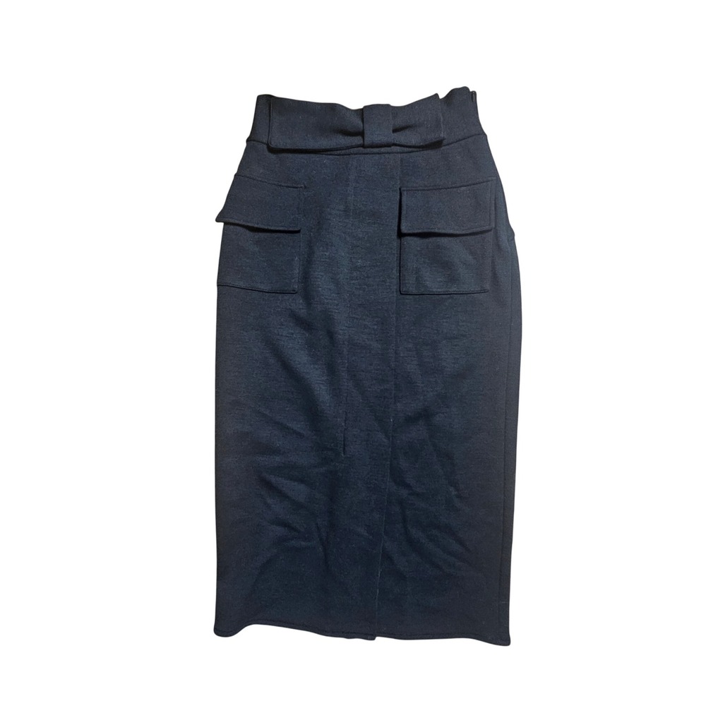 Diane von Furstenberg Wool Blend Bow Front Pocket Pencil Skirt 4 Office Siren